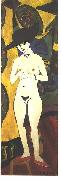 Ernst Ludwig Kirchner, Female nude with black hat